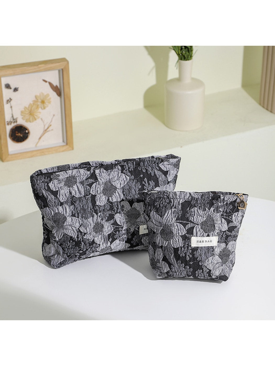 Cosbai - Floral Jacquard Toiletry Bag Cosmetic Pouch