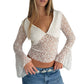 Crosa - Sheer Lace Bell-Sleeve Top Small  - Pure & Sexy