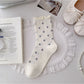 Rufia - Sweet Floral Ruffle Scrunch Mid-Calf Socks