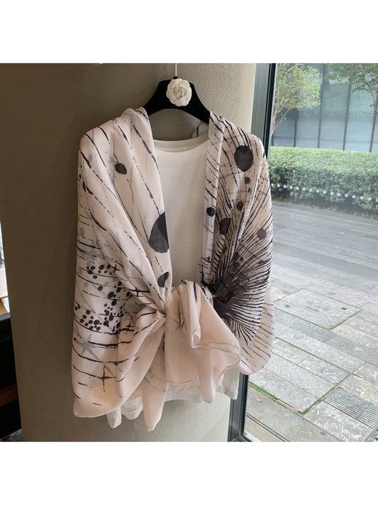 Scarvii - Artistic Brush Line Shawl Scarf
