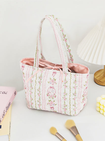 Cosbai - Quilted Floral Patchwork Tote Bag