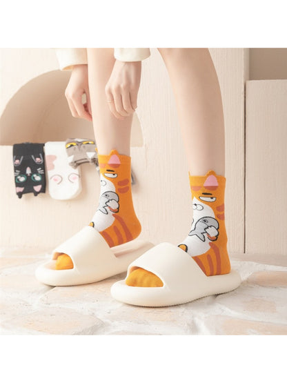 Rufia - Playful Kitty Faces Crew Socks