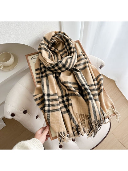 Scarvii - Classic Plaid Fringed Winter Scarf