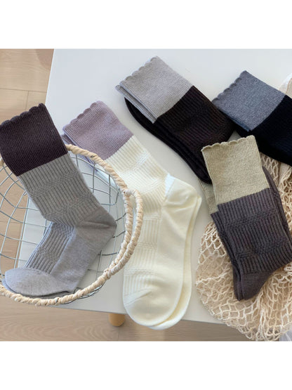 Rufia - Soft Ribbed Colorblock Crew Socks