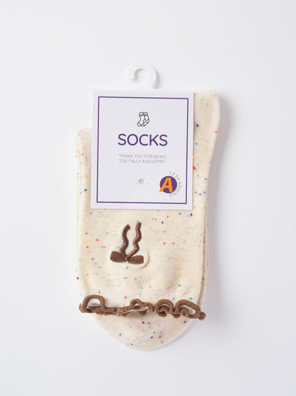 Rufia - Embroidered Bow Mid-Calf Socks