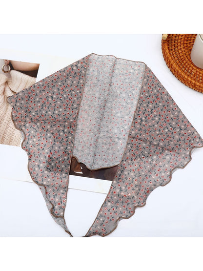 Scarvii - Floral Print Detail Decorative Triangle Bandana