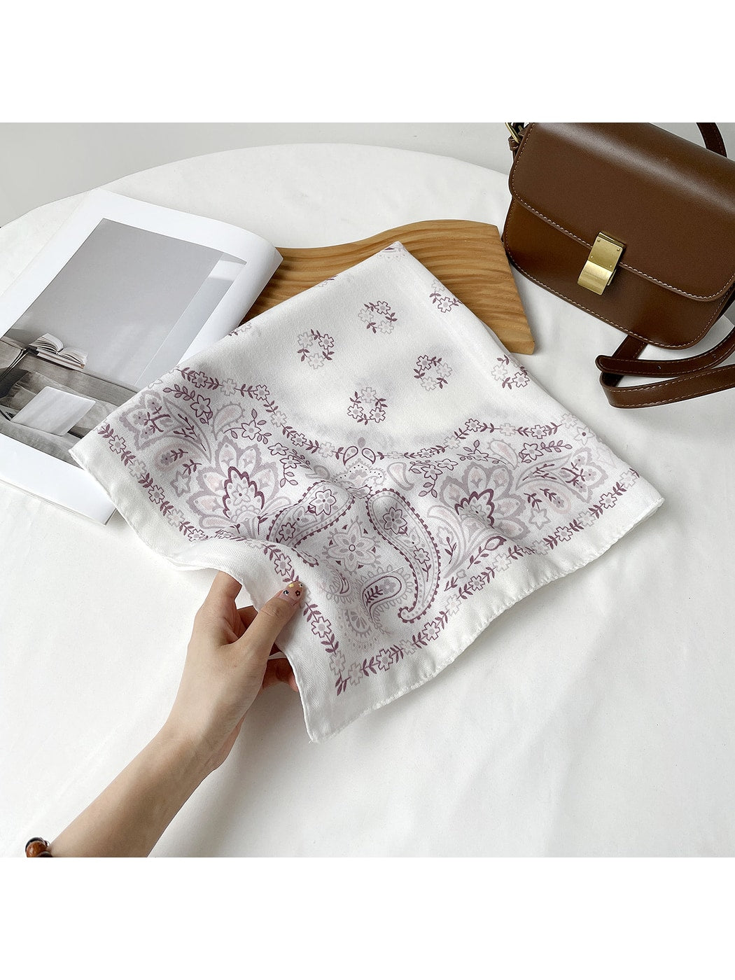 Scarvii - Retro Paisley Border Square Scarf