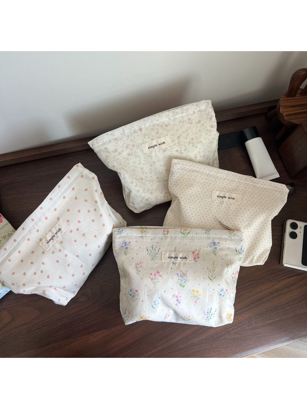 Cosbai - Printed Soft Rectangular Zip Pouch Bag