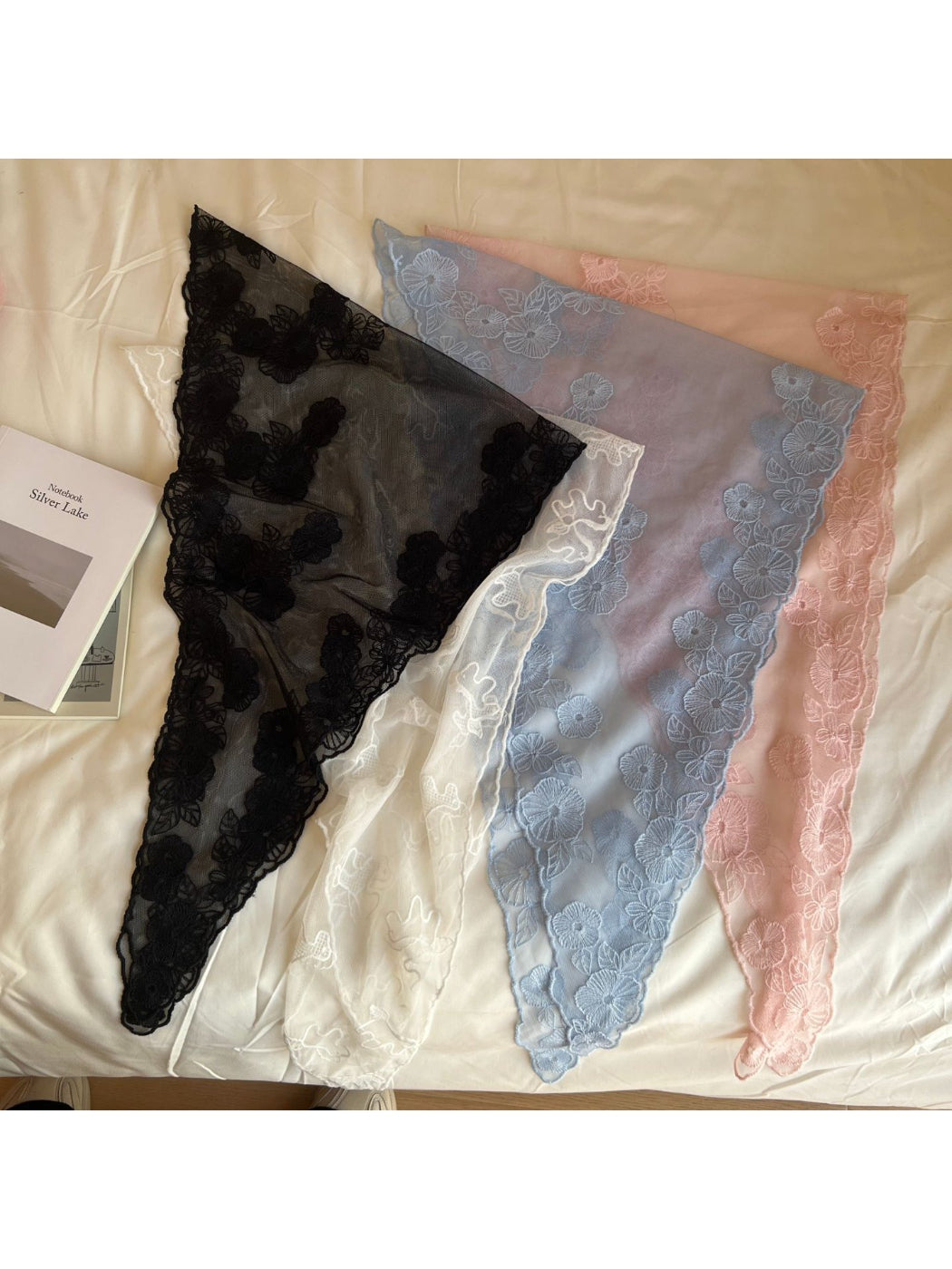 Scarvii - Vintage Floral Solid Triangle Scarf