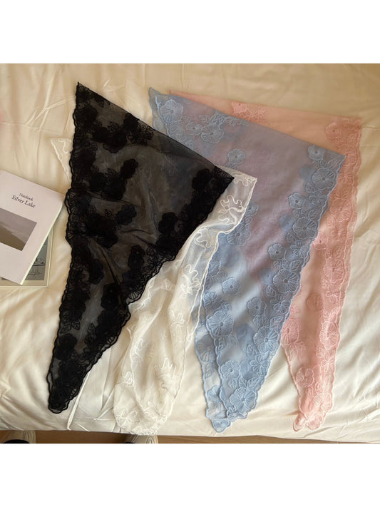 Scarvii - Vintage Floral Solid Triangle Scarf