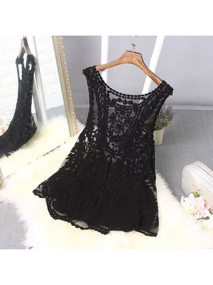 Crosa - Elegant Hollow Out Beach Lace Vest