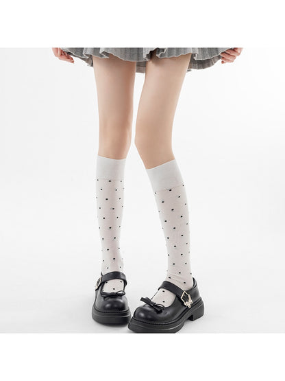 Rufia - Dotted Simple Style Knee-high Socks