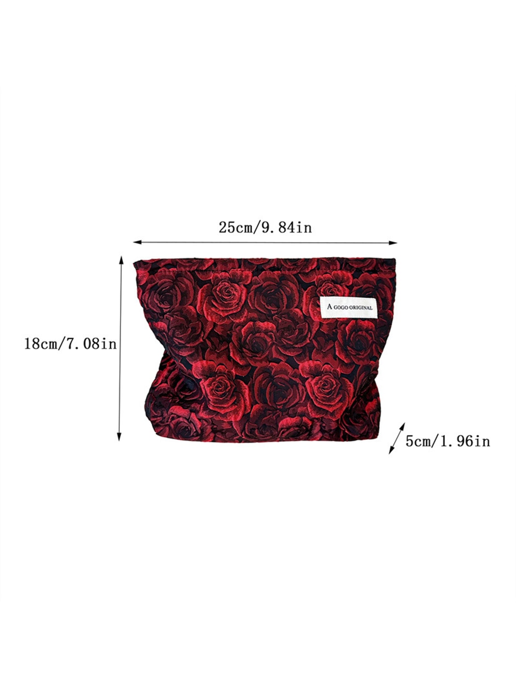 Cosbai - Rose Pattern Zipper Cosmetic Organizer Bag