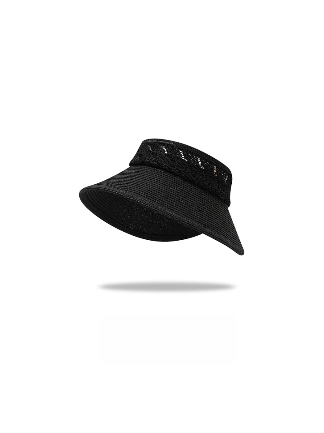 Haila - Wide Brim Hollow Crochet Visor Hat