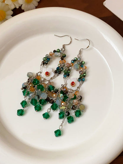 Earwish - Green Beaded Earrings - Boho & Elegance