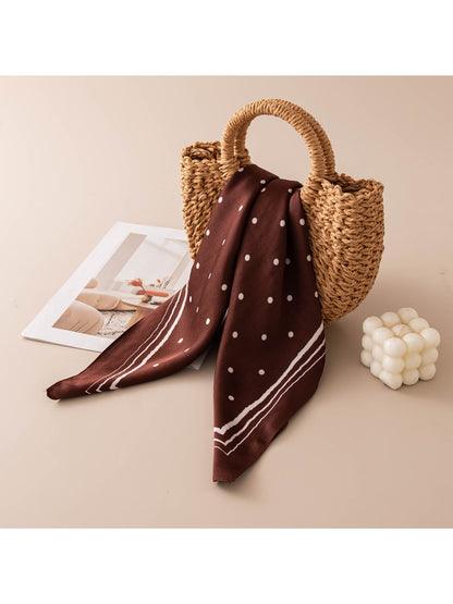 Scarvii - Polka Dot and Floral Print Square Scarf
