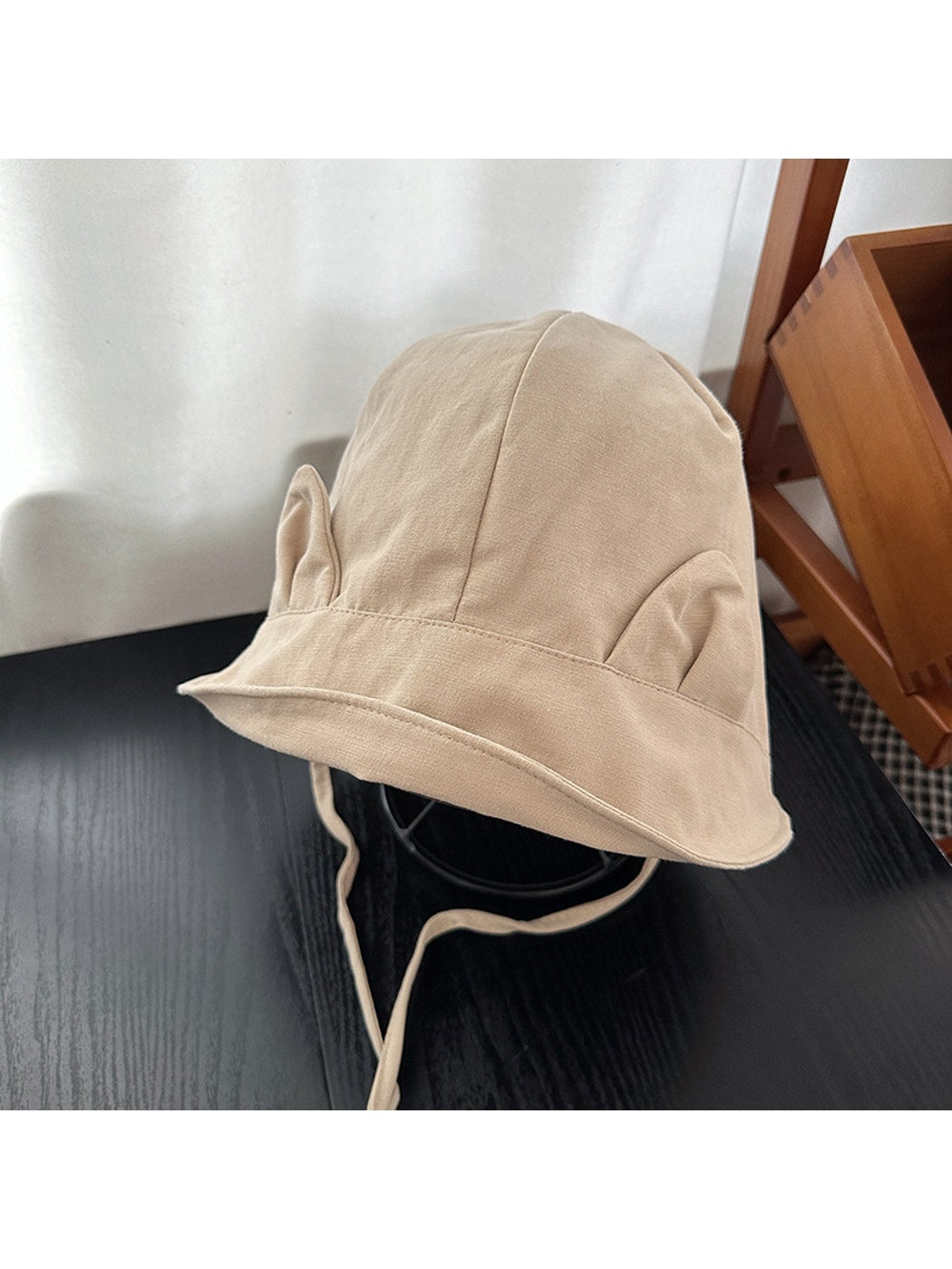 Haila - Solid Color Cat Ear Short Brim Bucket Hat