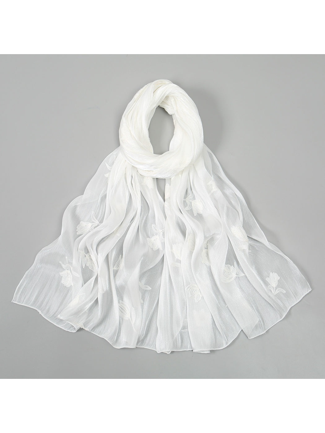 Scarvii Soft Sheer Floral Embroidered Scarf