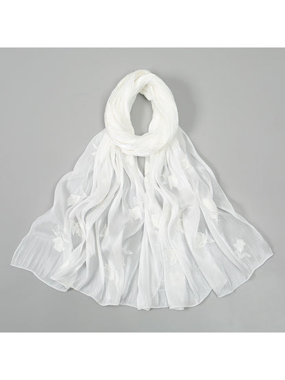 Scarvii Soft Sheer Floral Embroidered Scarf
