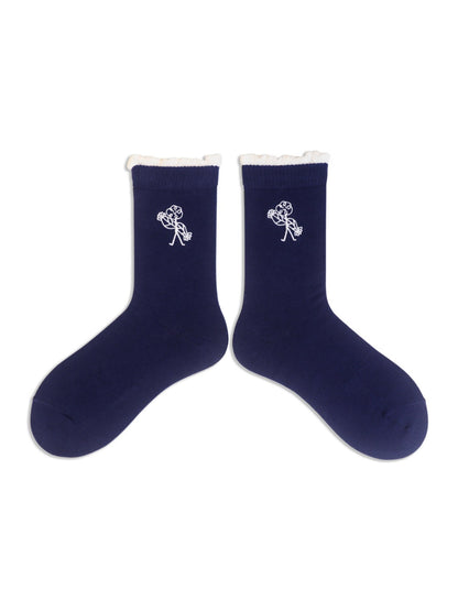 Rufia - Bow & Patchwork Lace Trim Ankle Socks