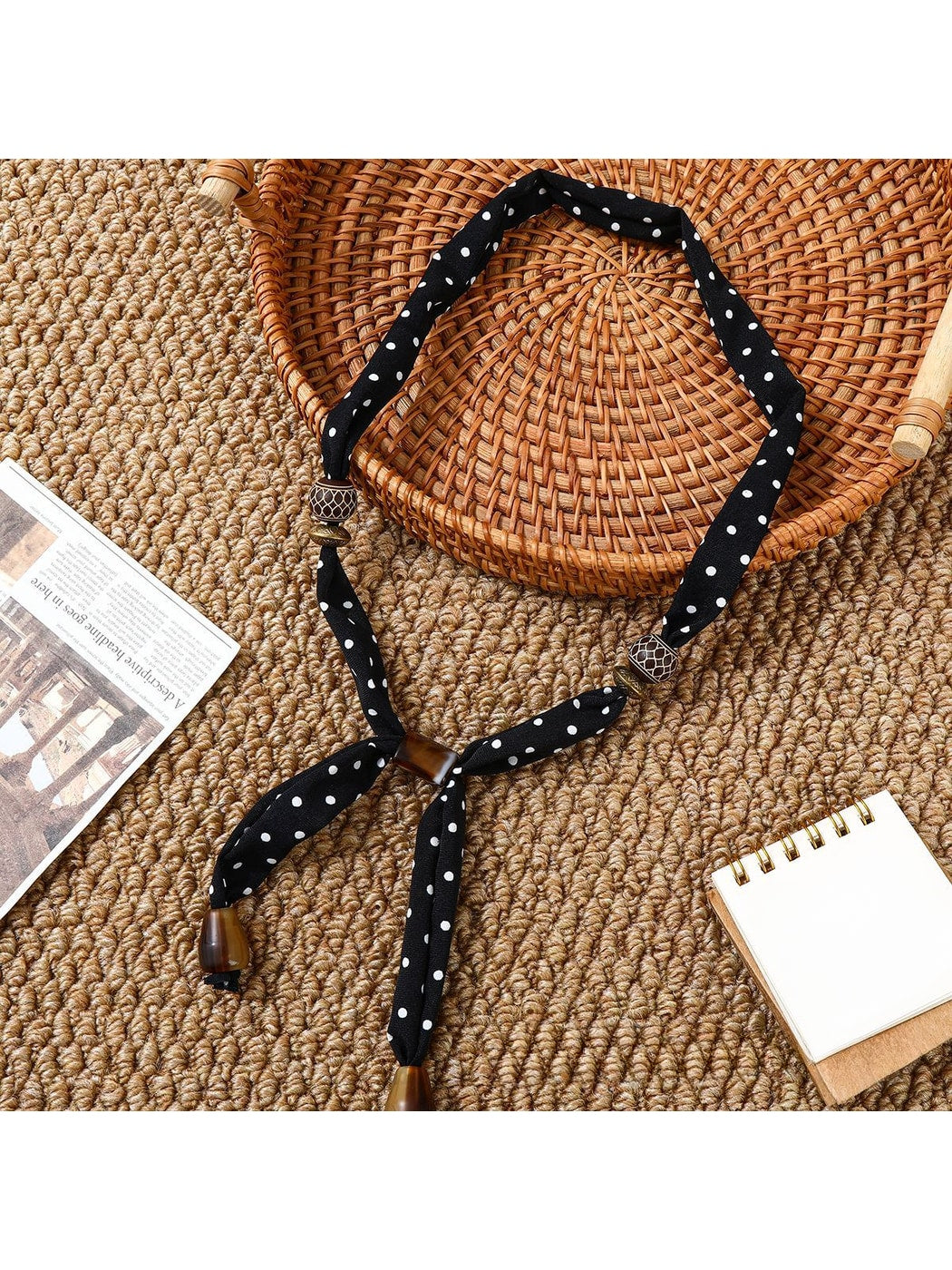 Scarvii - Printed Slim Pendant Narrow Scarf