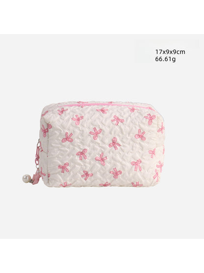 Cosbai - Bow Detail Bucket and Pouch Storage Bag