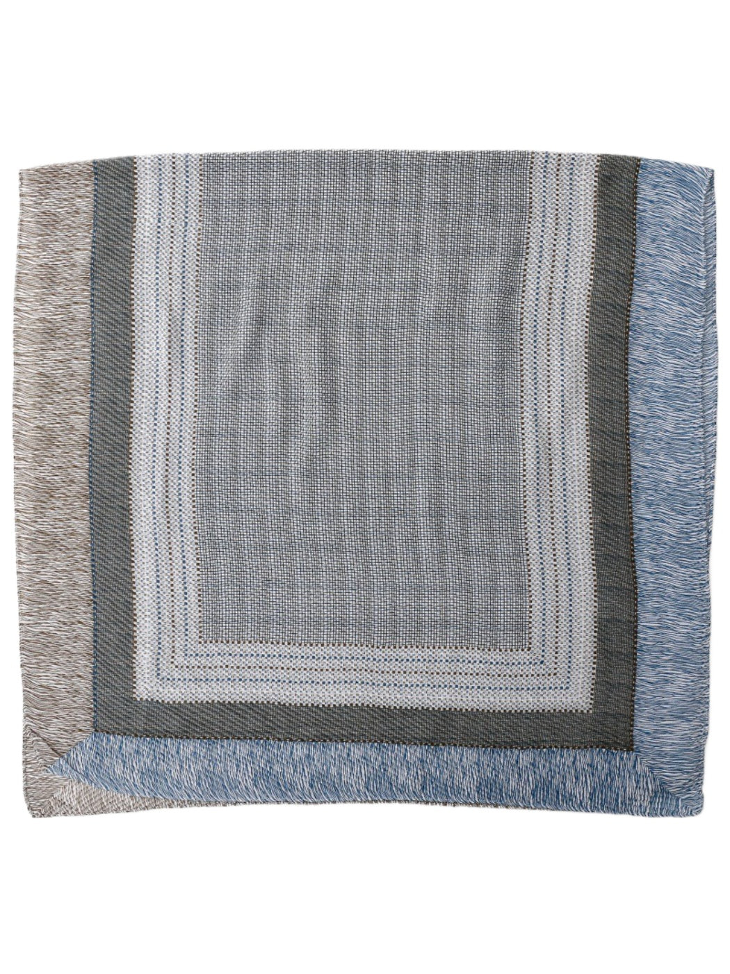 Close-up of Scarvii woven colourblock wrap scarf fabric texture and pattern