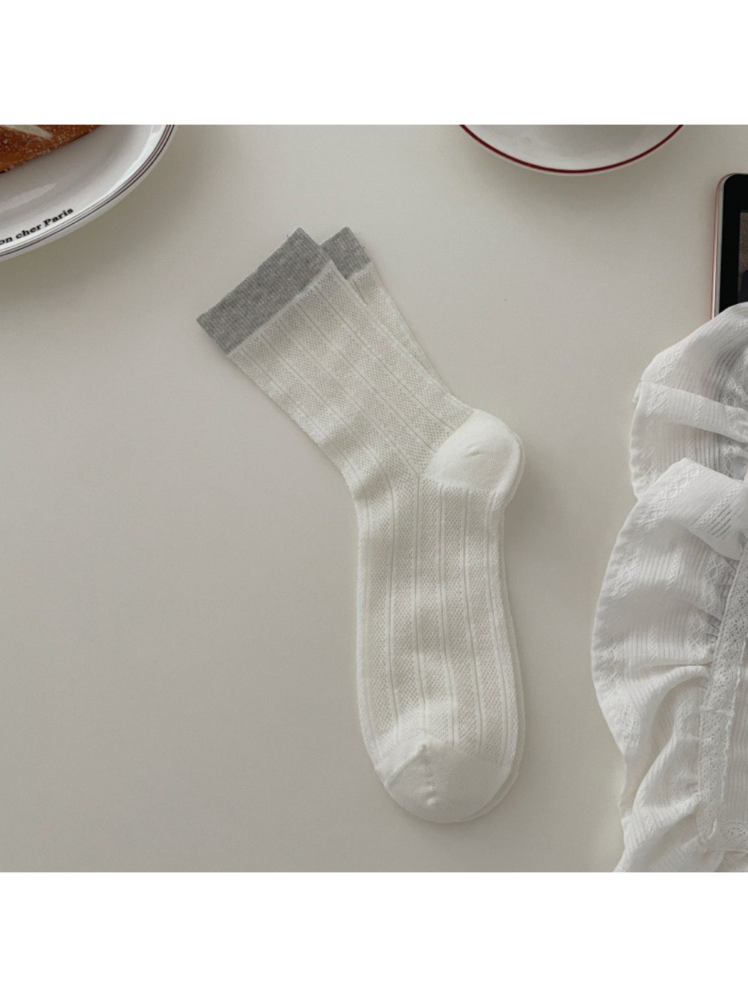 Rufia - Colorblock Cuff Crew Socks