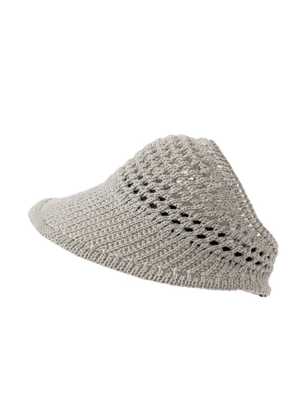 Side view of Haila open knit wide brim sun hat showing knit texture and wide brim