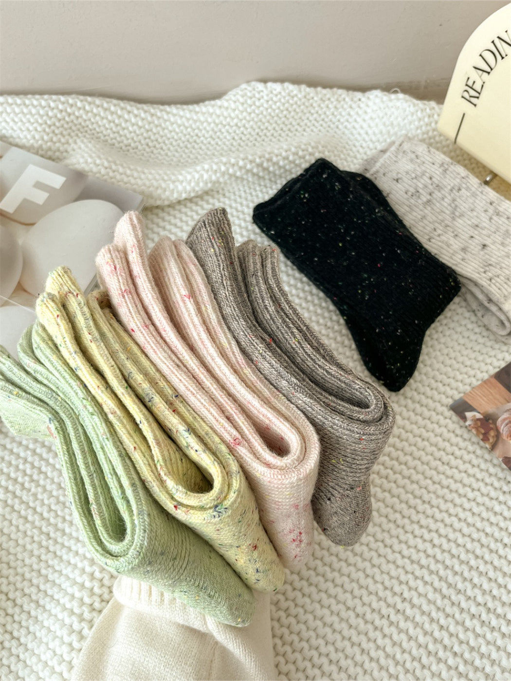 Rufia - Speckled Rib Knit Crew Socks