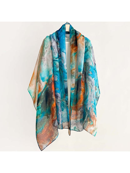 Scarvii - Deep-hued Flowing Printed Summer Wrap Scarf