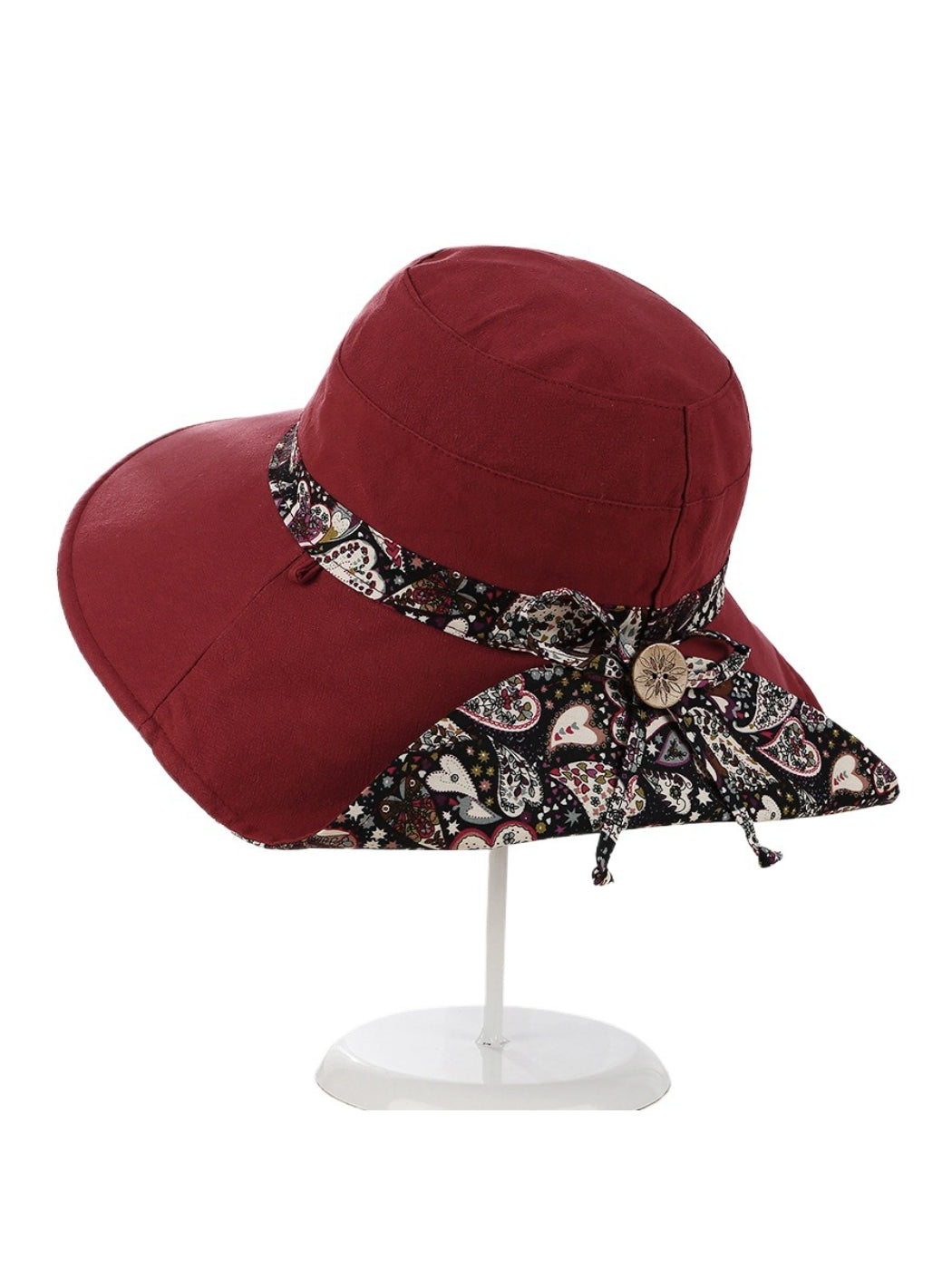Haila paisley ribbon sun hat displayed on a white background showing full front view