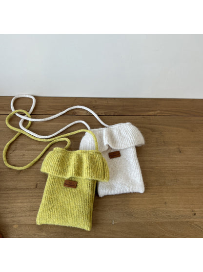 Cosbai - Ruffle Top Knit Crossbody Bag