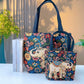 Cosbai - Blue Floral Elephant Tote Bag - Practical & Durable