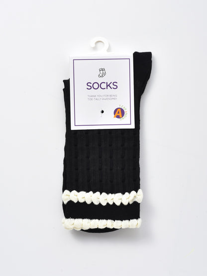 Rufia - Ruffle Trim Textured Knit Socks