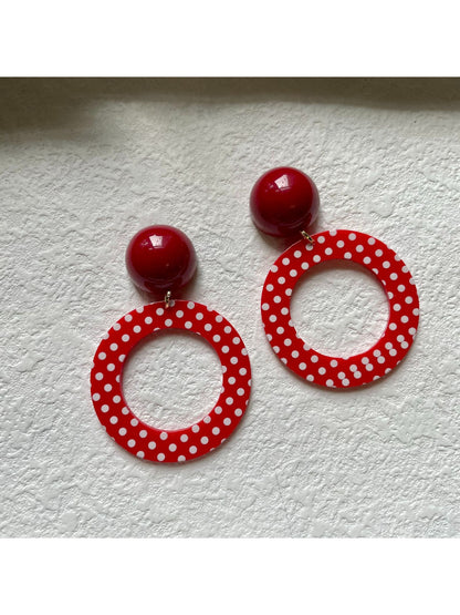 Earwish - Red Polka Dot Statement Earrings