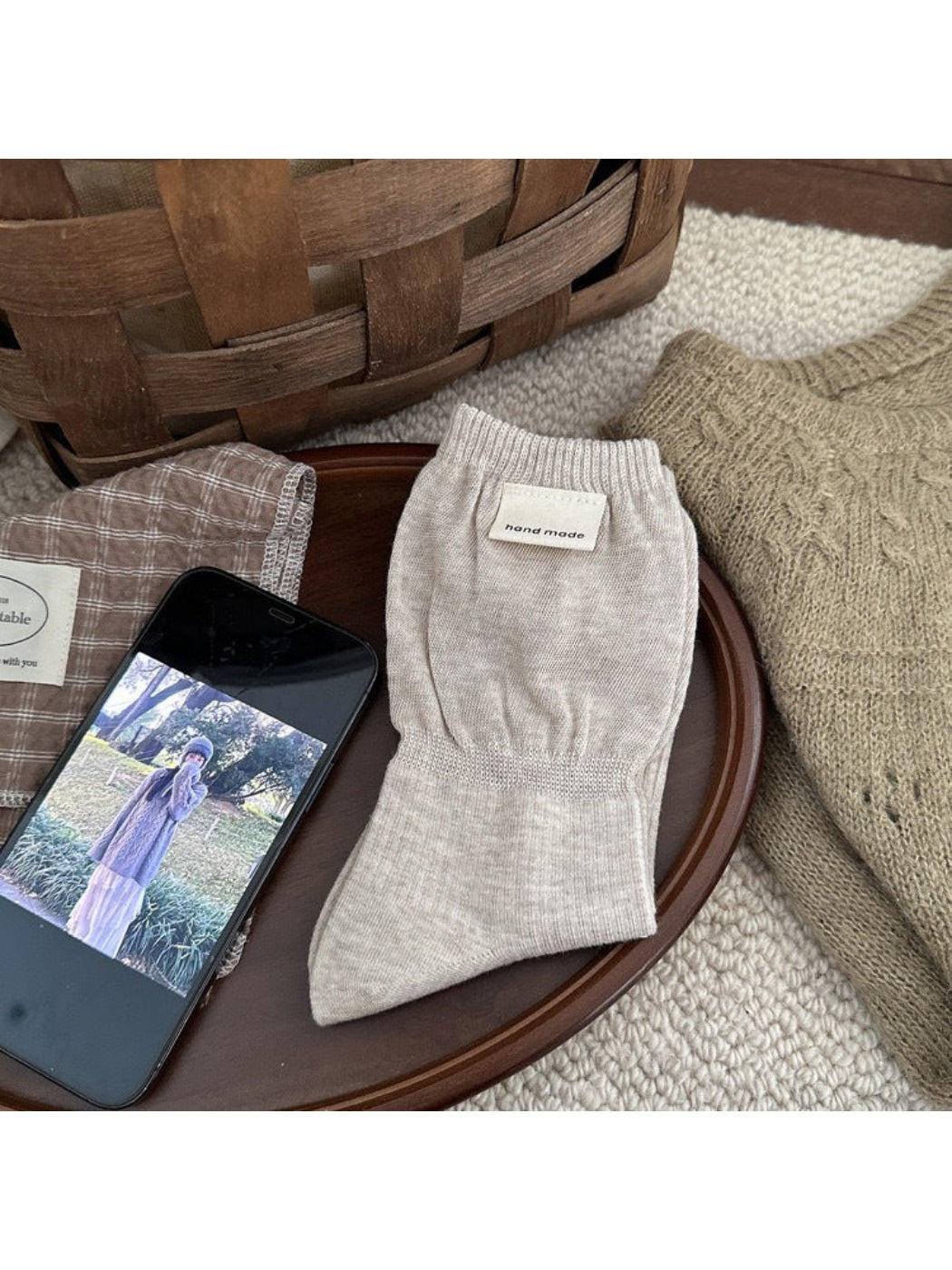 Rufia - Solid Ribbed Crew Socks