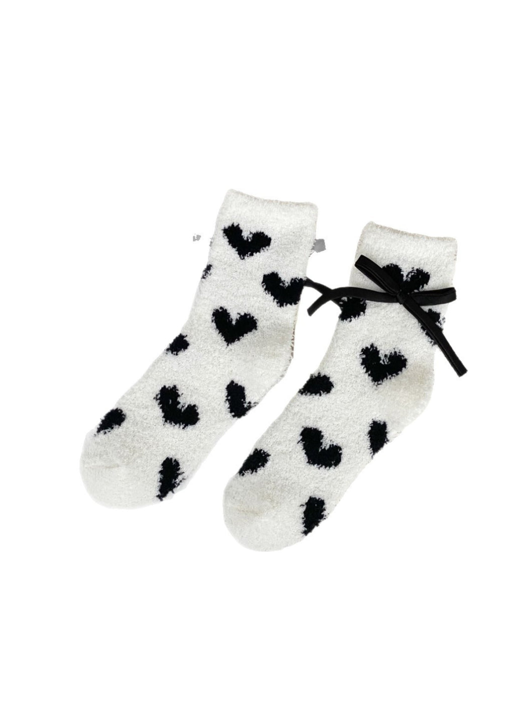 Rufia - Heart Fuzzy Texture Bow Detail Sleep Socks