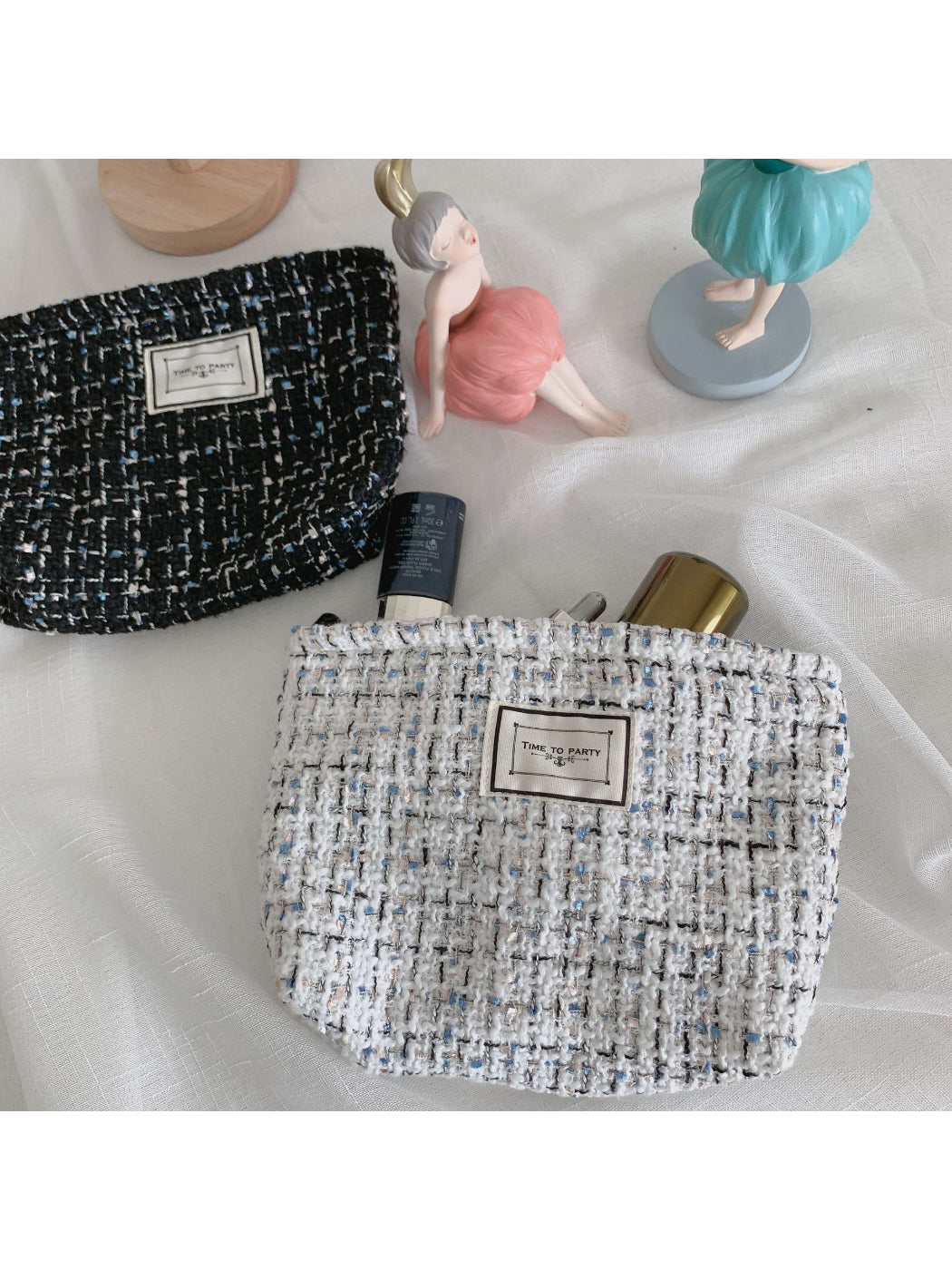 Cosbai - Soft Tweed Everyday Cosmetic Pouch