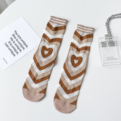 Rufia - Hollow Heart Pattern Mid-Calf Stockings