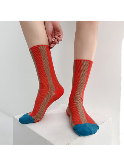 Rufia - Fashion Striped Colorblock Crew Socks