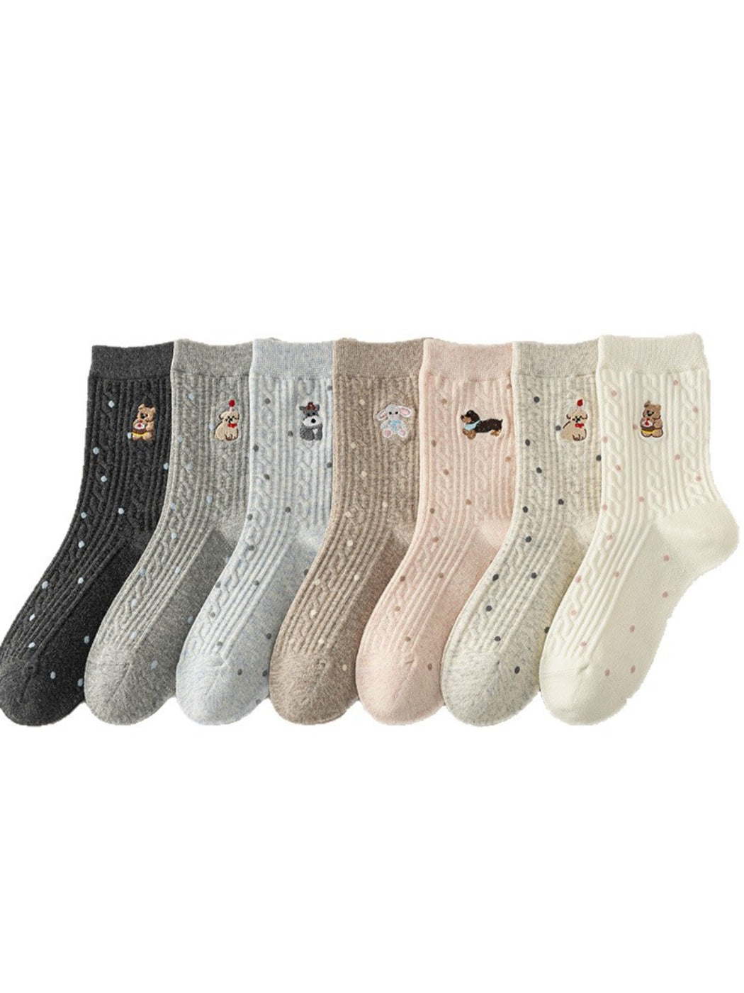 Rufia - Winter Mid-Calf Socks with Cartoon Animal Pattern