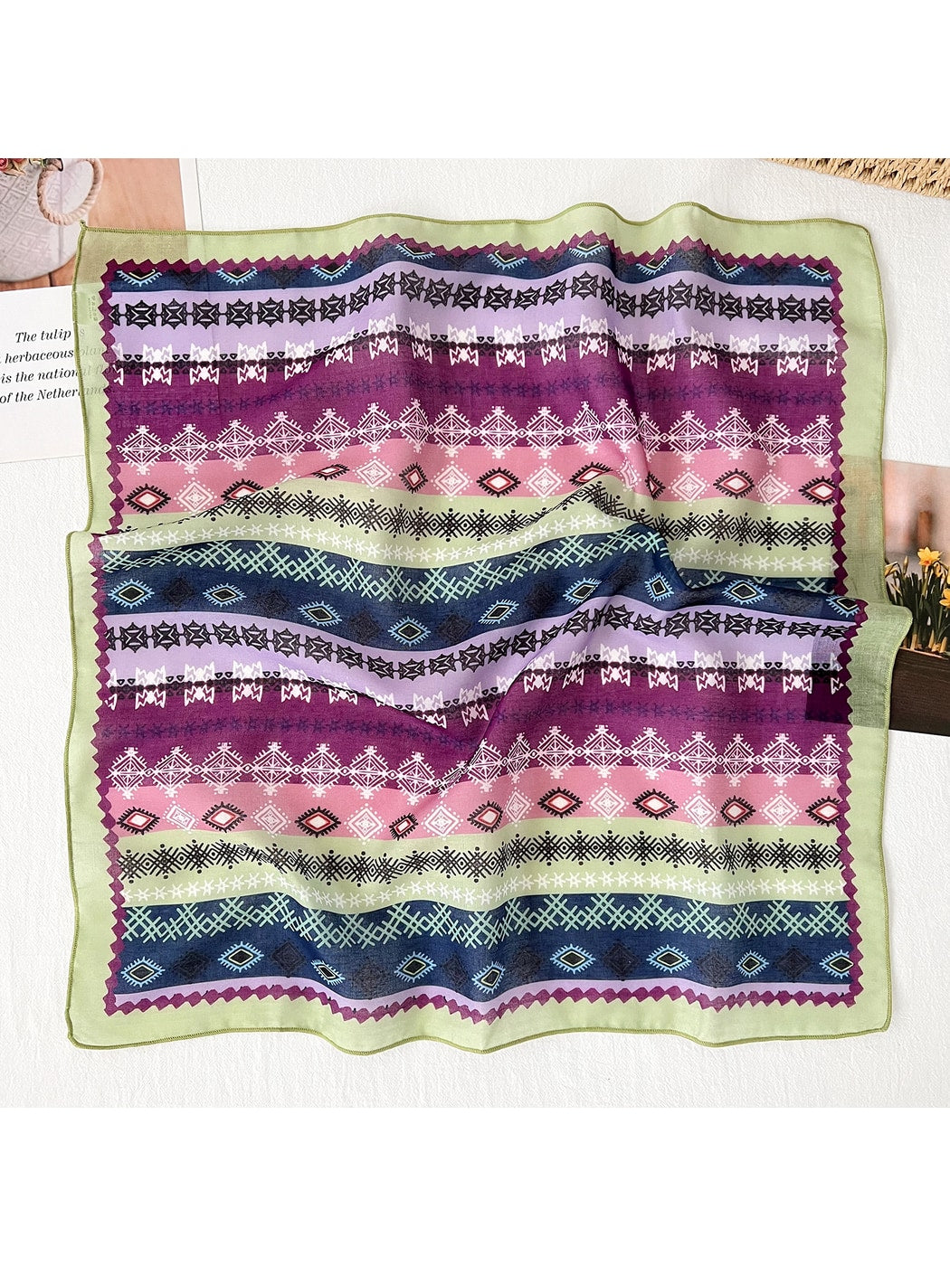 Scarvii - Geometric Print Decorative Square Scarf