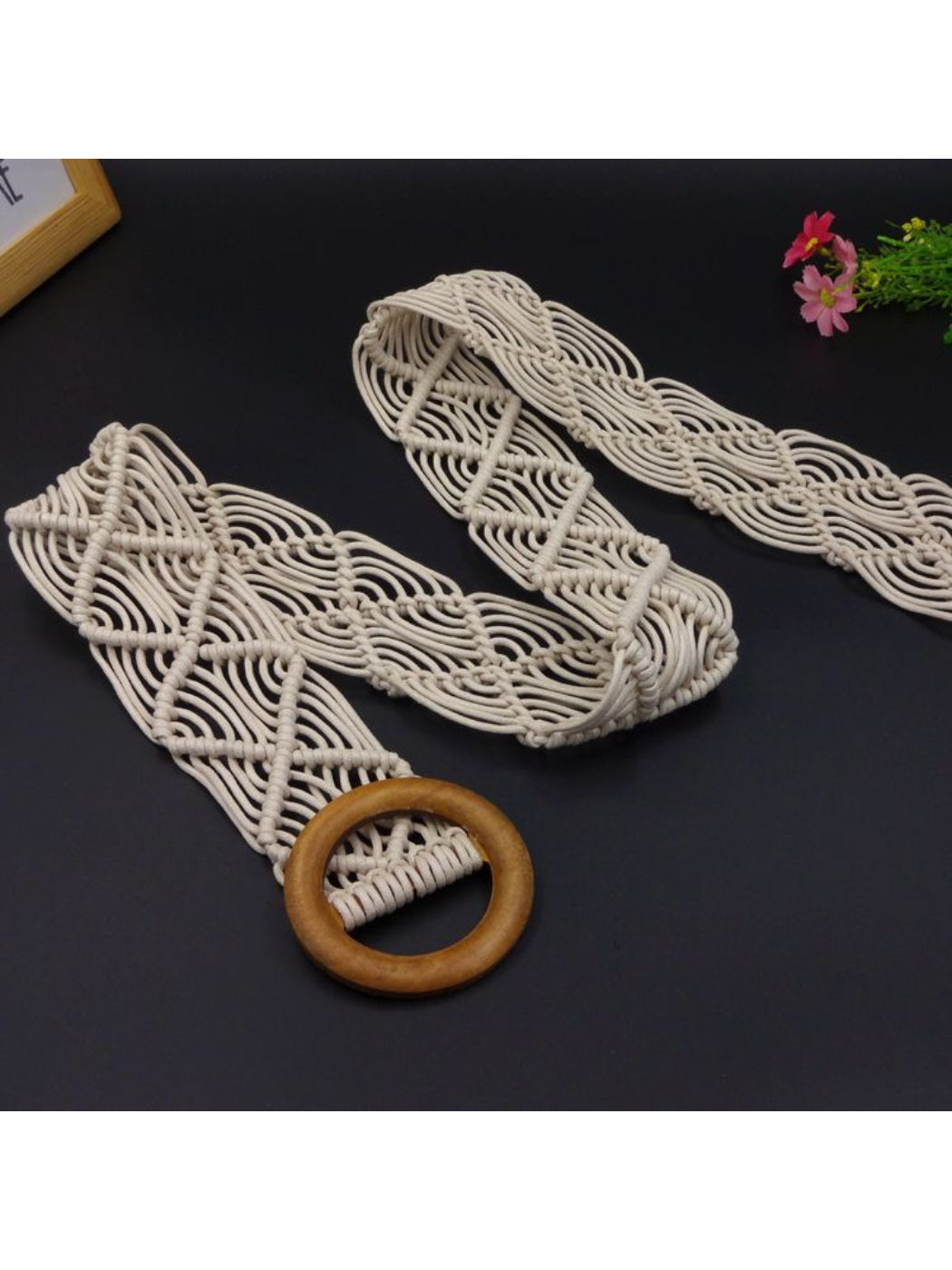 Beco Woven Ring Buckle Waist Belt color options including Camel, Black, White