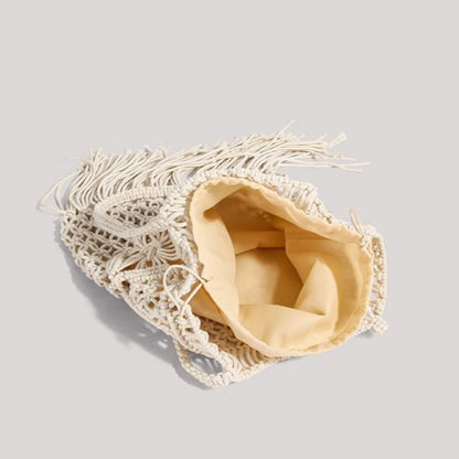 Cosbai - Boho Fringe Crochet Shoulder Bag