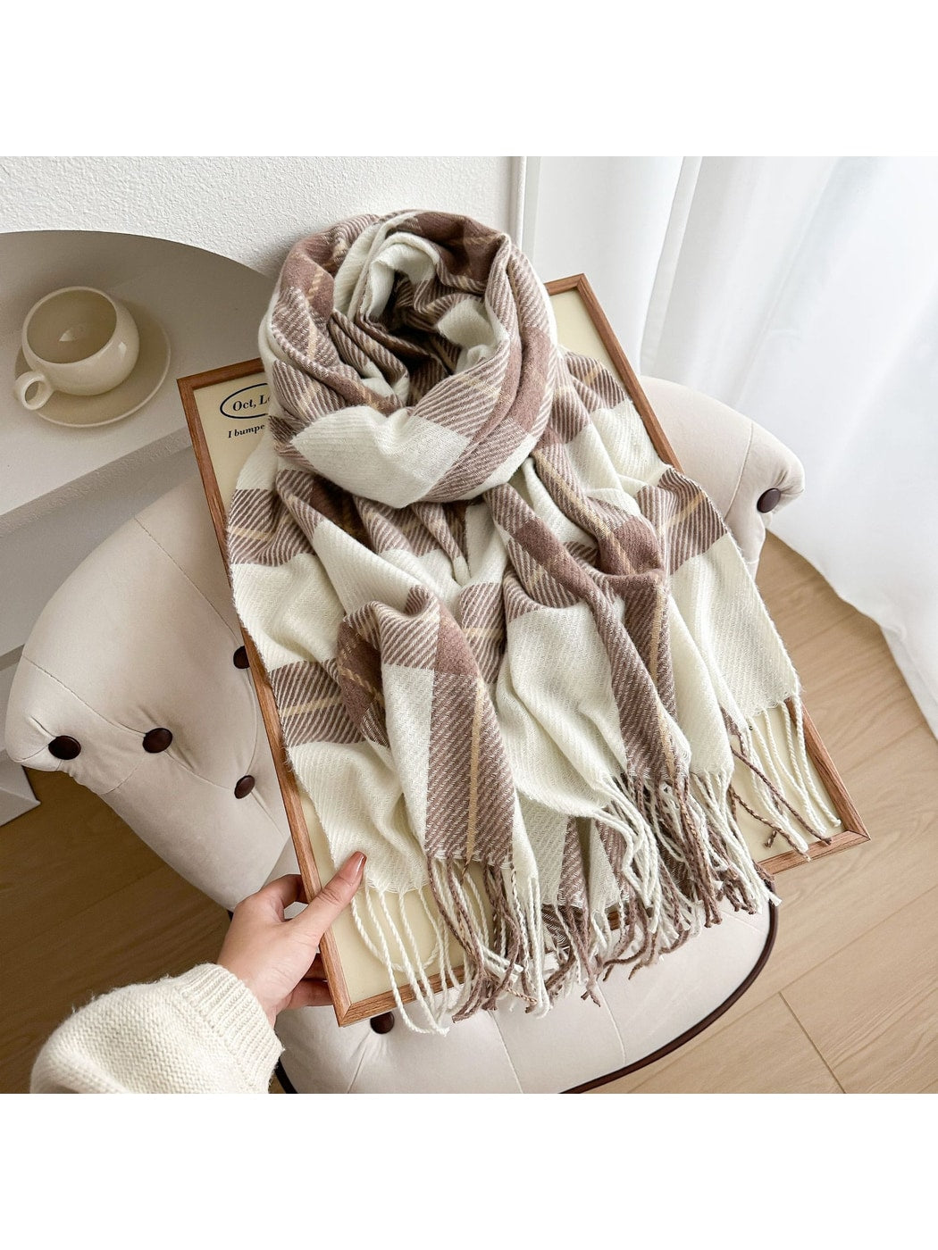 Scarvii - Classic Plaid Tassel Winter Wrap Scarf