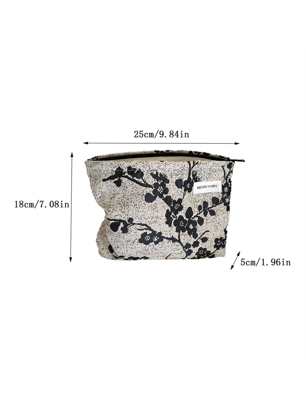 Cosbai - Elegant Plum Blossom Print Zip Pouch