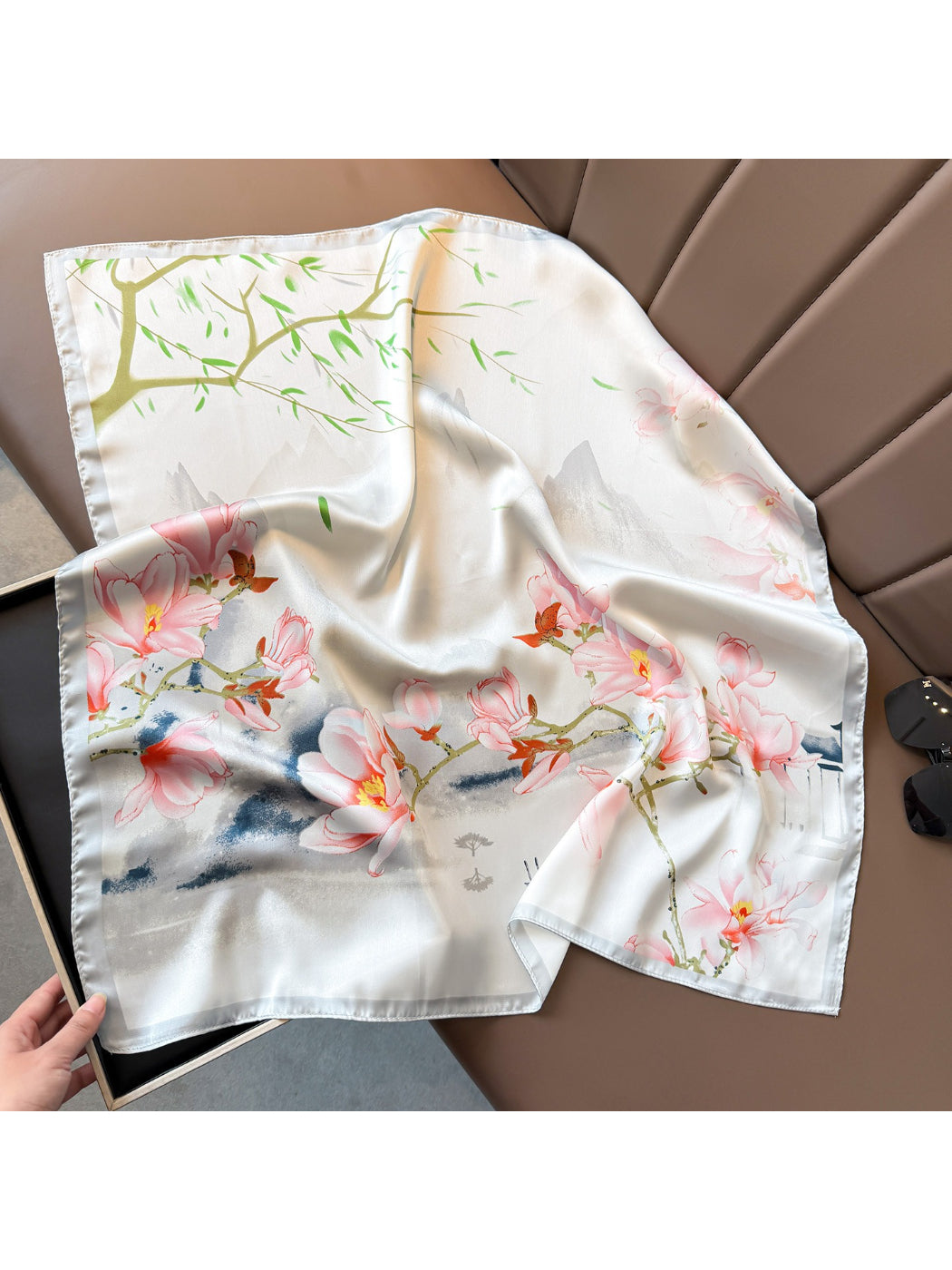 Scarvii Magnolia Floral Square Scarf