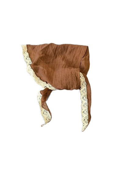Scarvii - Muted Lace Trim Solid Triangle Bandana