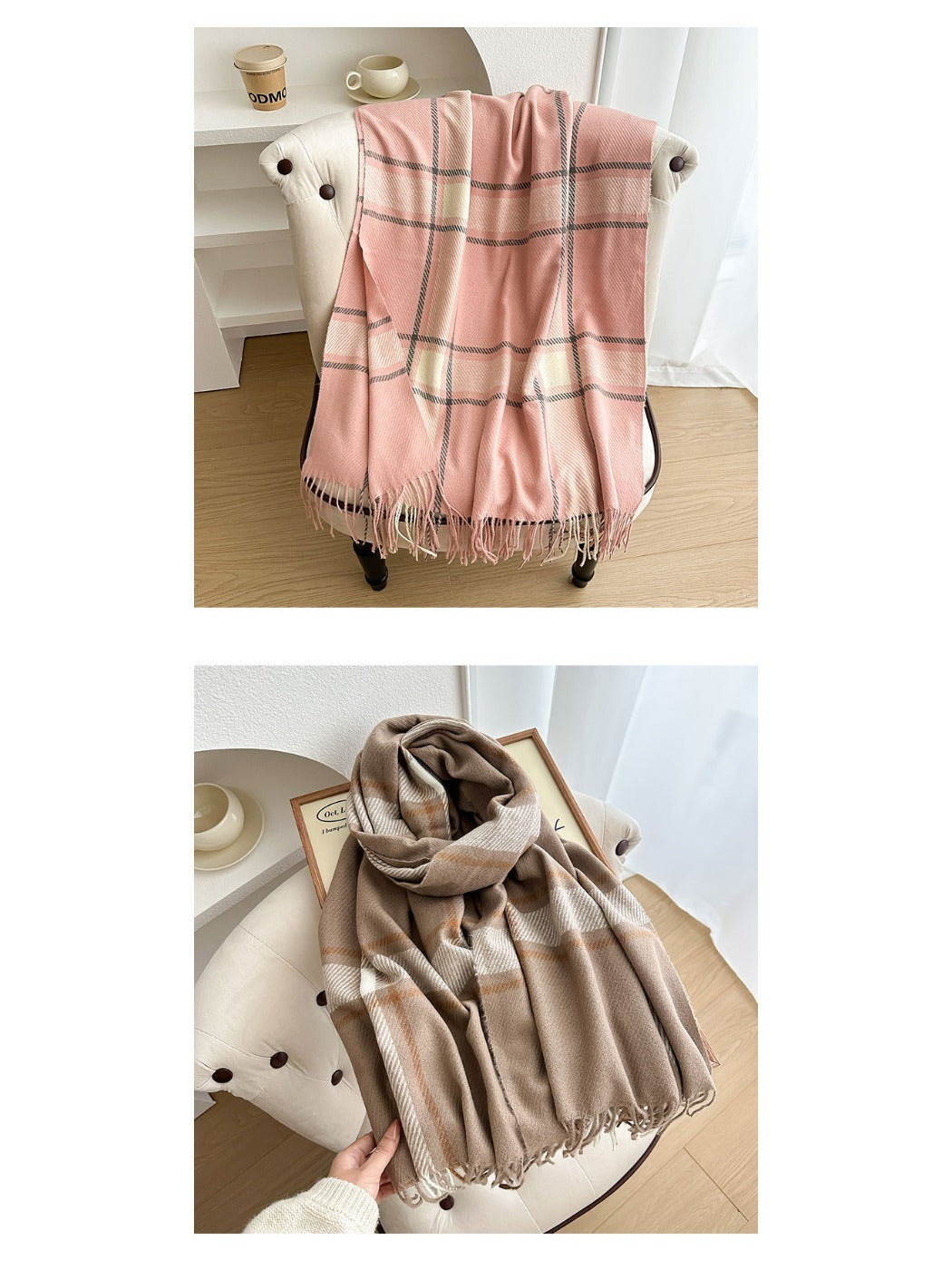 Scarvii - Cozy Plaid Tassel Scarf for Women